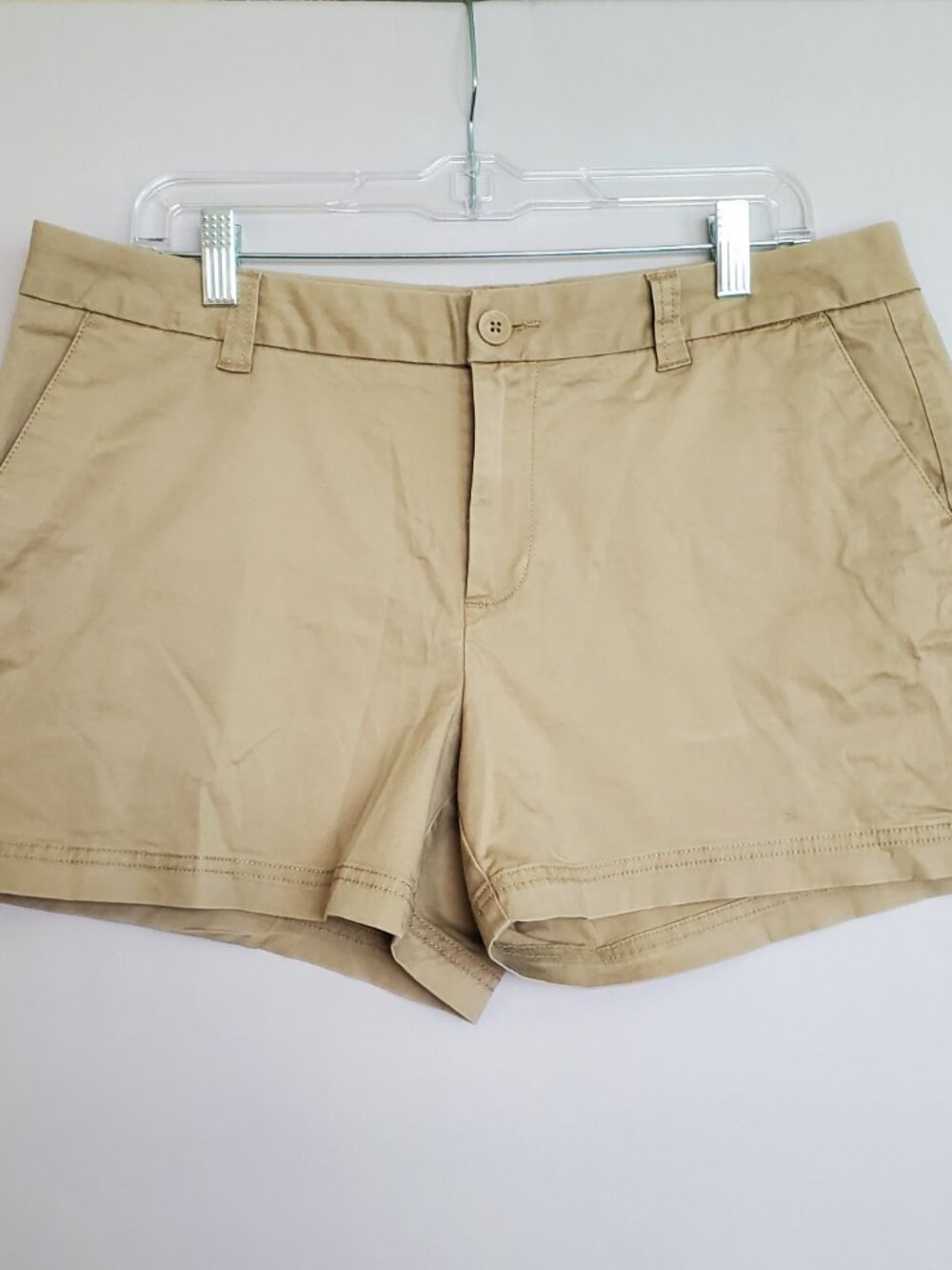 Magellan Women Shorts Khaki Chino Tan 14 Cotton Stretch Preppy Classic